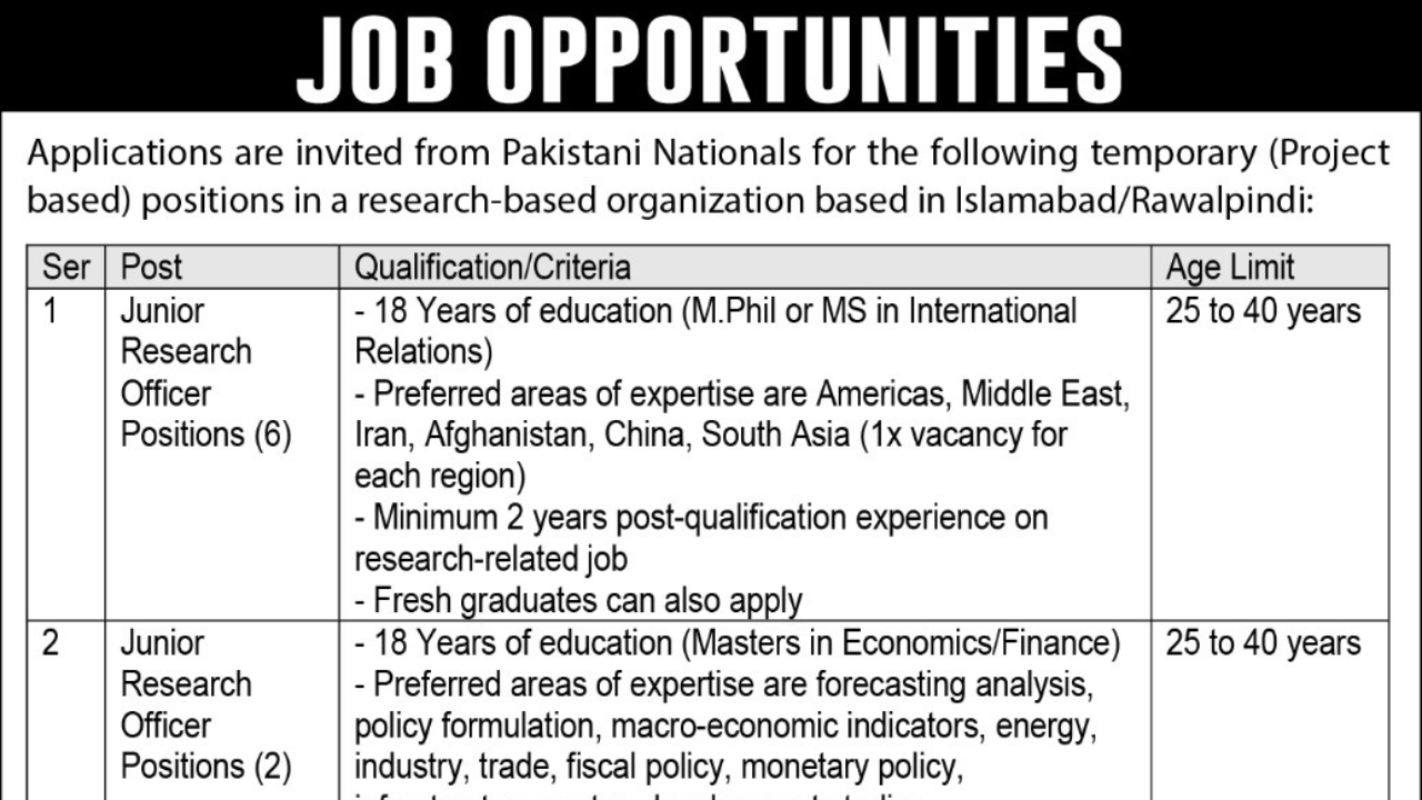 Junior Research Officer job 2024 announced in Ministry of Defence