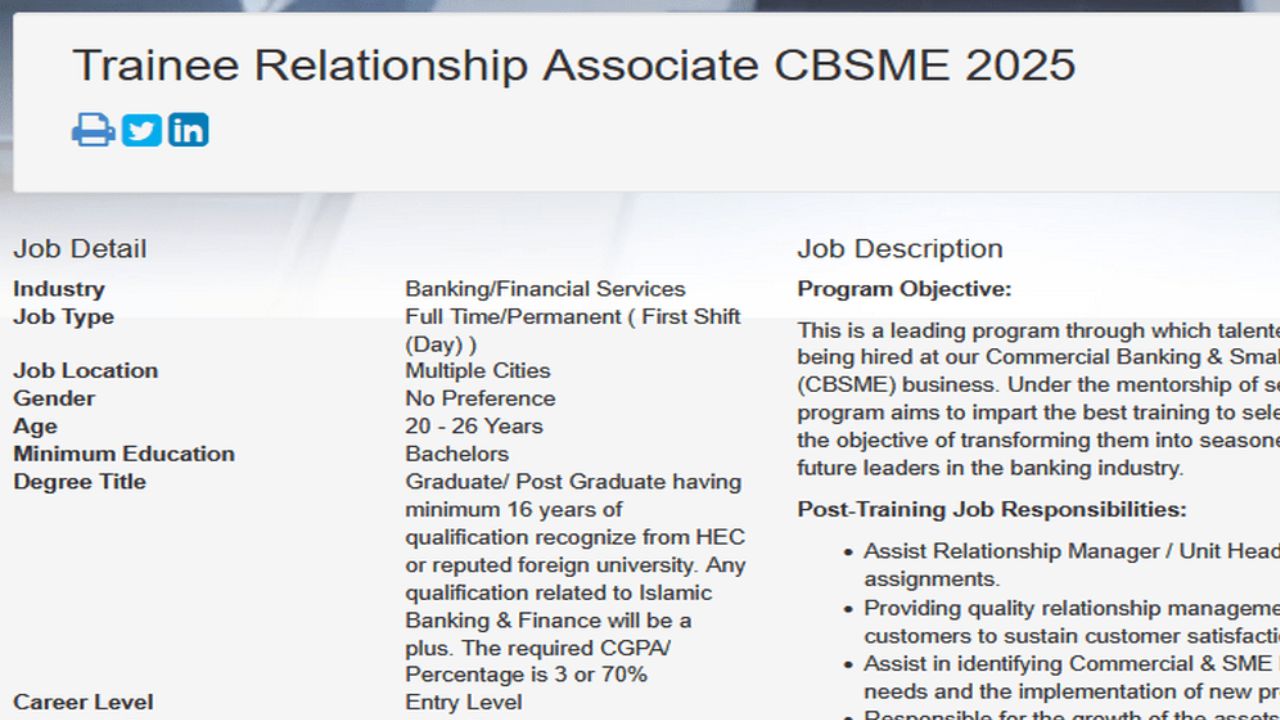 Faysal Bank Trainee Relationship Associate Jobs CBSME 2025