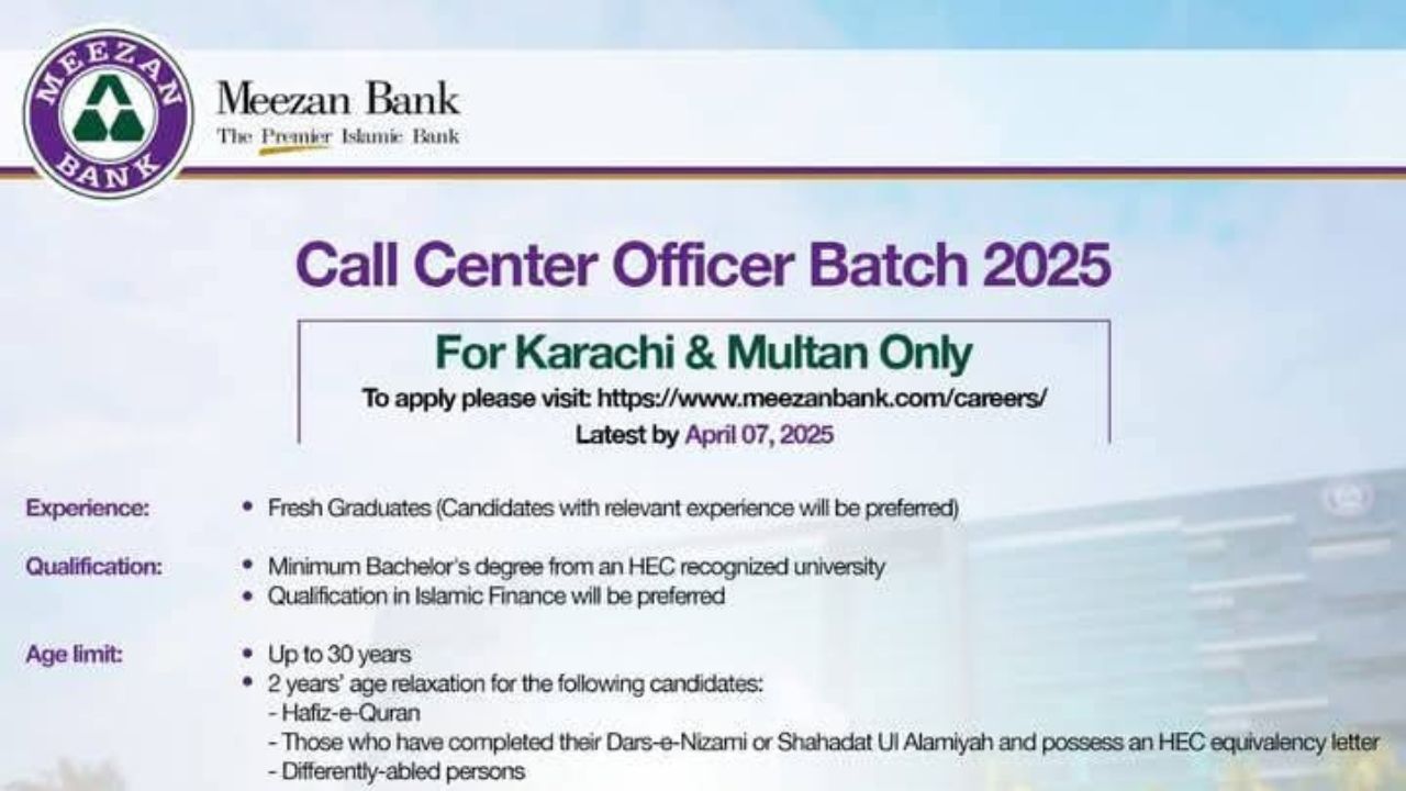 Meezan Bank Call Center Jobs 2025 Online Application Open